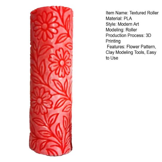 1Pc/1 Set Polymer Clay Flower Texture Roller Pottery Clay Modeling Patterned Roller DIY Household Ceramic Slab Clay Tile Textured Embossing Tools