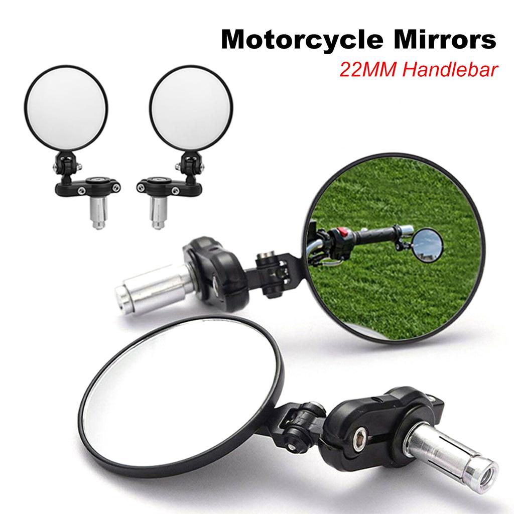 Universal Motorcycle Mirrors 3 Inch Round Folding Bar End Side Mirror Rearview Mirror For 22MM