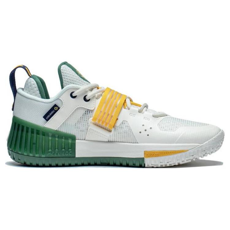 Li Ning Fury Удобная амортизация Нескользящие Низкие Баскетбольные кроссовки Мужские Белый Желтый ABFT019-4