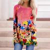 Весенне-осенние футболки с круглым вырезом, красочными цветочными узорами с 3D-принтом, модные повседневные женские футболки с длинными рукавами