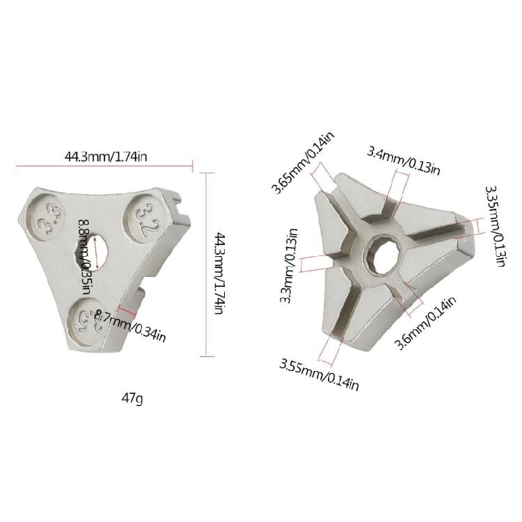 Квадратный ниппельный ключ 3 размера в одном, Инструменты для правки колес, 3,23/3,3/3,45 мм