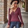 Autumn Women's Sweater Solid Color Pit Stripe Milled Leisure V-Neck Splicing Zipper Long Sleeve Bottom Shirt
