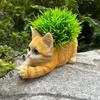 Цветочный горшок котенок, Садовый двор, Декор для зеленых растений, Милый имитация животного кота, Смоляной орнамент, Поделки