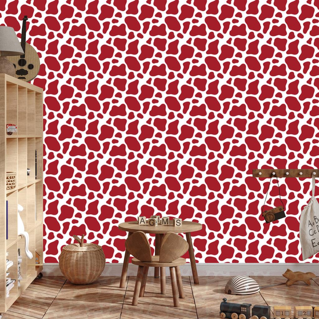 Cow Patches Wallpaper Red and Coral for Living Room and Bedroom 50x1000