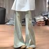 Yellow Mud Color Micro-flare Jeans for Women In Summer Thin Retro High Waist Loose Wide-leg Bell-flare Trousers