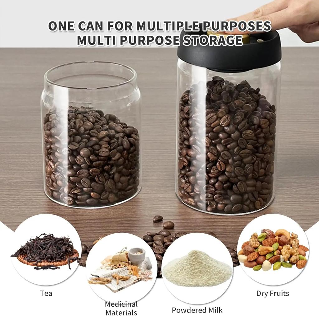 Coffee Beans Vacuum Sealed Tank Transparent Glass Food Storage Jars Household Moisture-proof Air Extraction Airtight Container