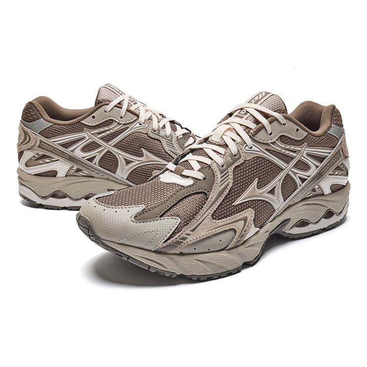 Mizuno Wave Solar V2 Fabric TPU Trendy Comfortable Versatile Low-Top Casual Shoes Unisex Sneaker Gray Brown D1GH231803