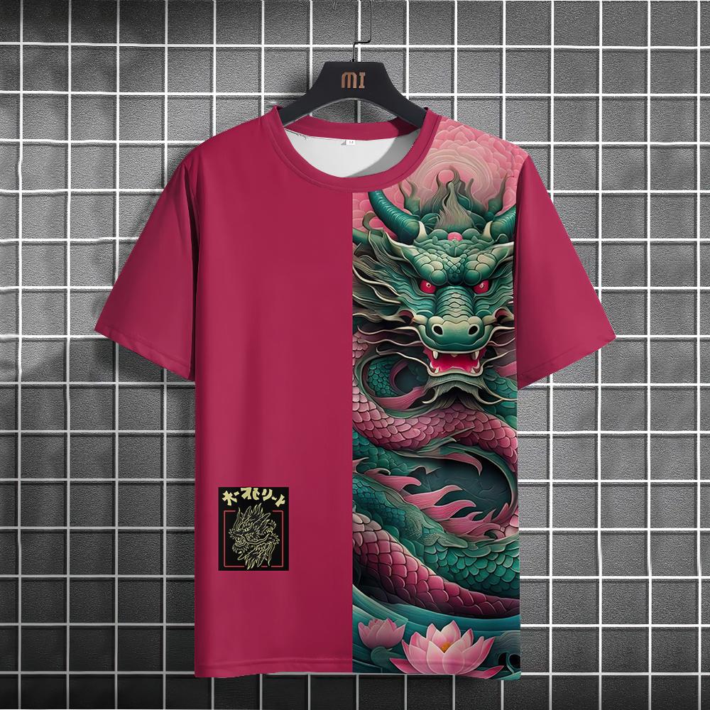 Мужская футболка с рисунком животных в японском стиле, футболки с принтом укиё-э, повседневные свободные футболки с короткими рукавами, большие мужские костюмы, топы