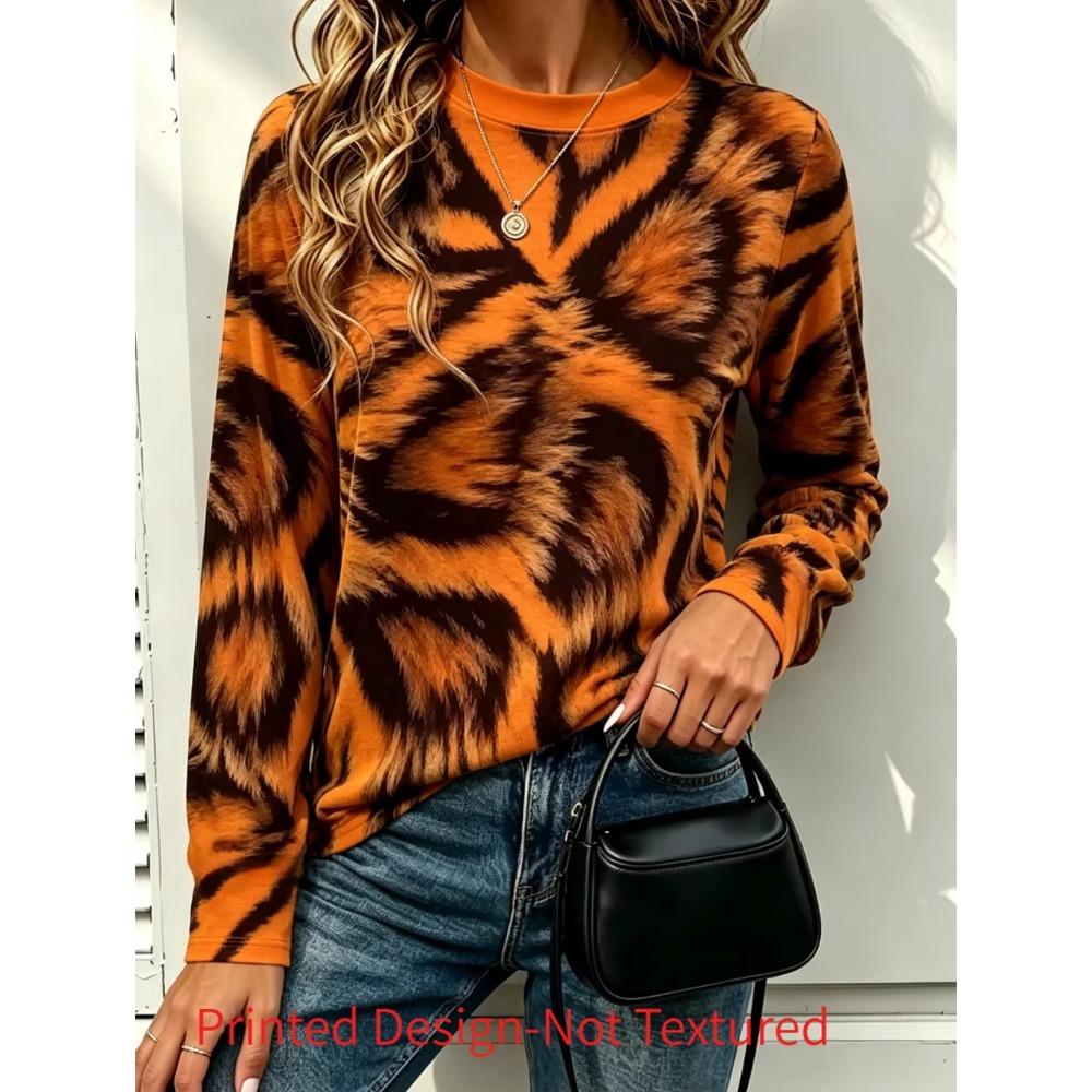 Women's Long Sleeves T-Shirt Leopard 3D Printed Lady Long Sleeves Tops Streetwear Casual Graphic Tee Autumn Y2k Women Clothes