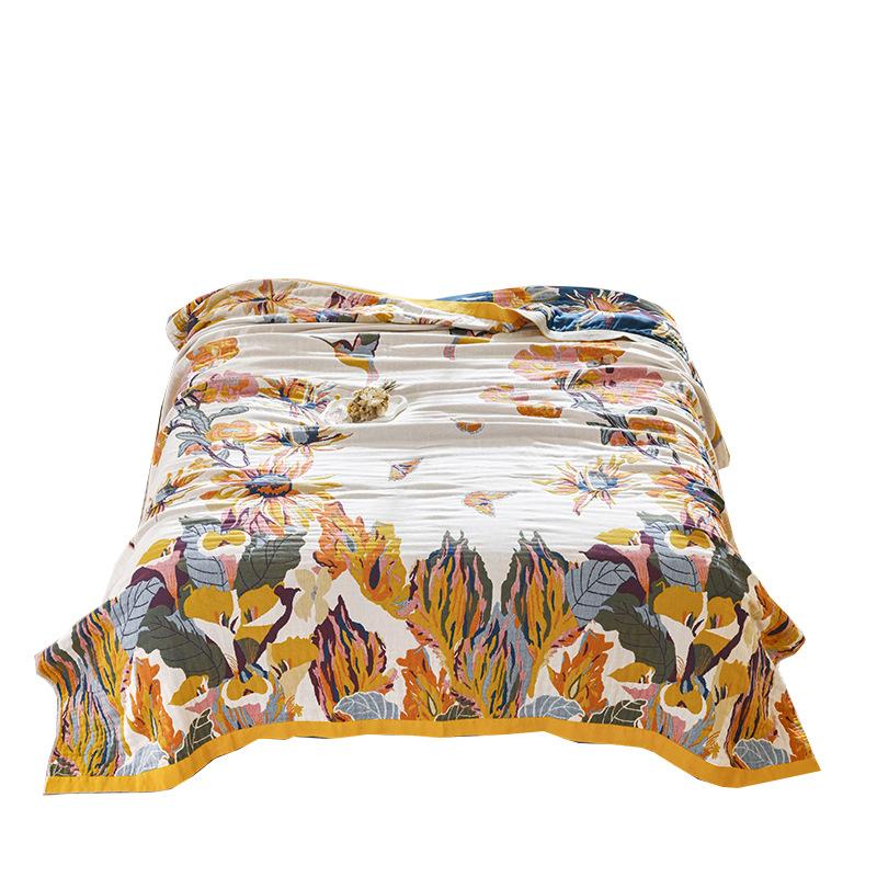 Four-layer gauze towel quilt, 100% cotton, vintage, Magpie