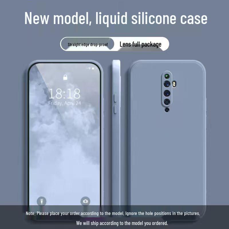 Чехол для OPPO Reno 2F: Однотонный, Дизайн Кубика Рубика, Жидкий, Полное Покрытие, Защита от Падений, Прямой Край, Мягкий Персонализированный Чехол.