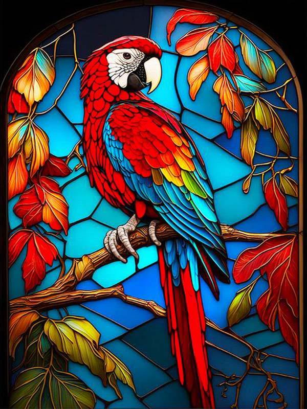 Витраж Алмазная картина Красочный попугай Diy Полный квадратный круглый дрель Горный хрусталь Вышивка Животные Птицы Мозаика Наборы для вышивки крестом Настенный декор