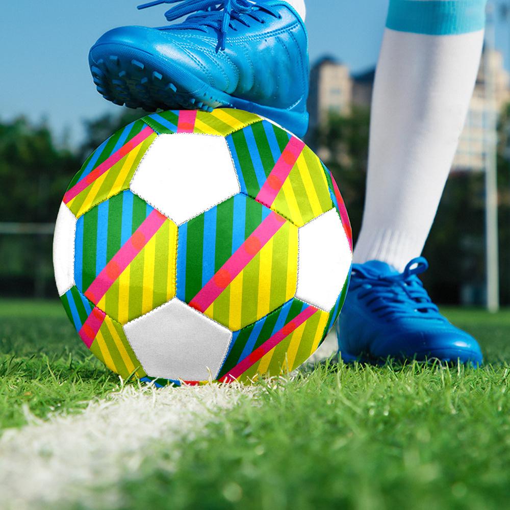1pc Colorful Stripes Circles Outdoor Sports Football, Size 5, Comfortable And Durable Feel,Gift yy79