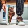 2025 Весна Новая обувь для мужчин Холщовые повседневные туфли Тренд Этнический стиль Плоские туфли для скейтборда Молодежные уличные Крутые кроссовки