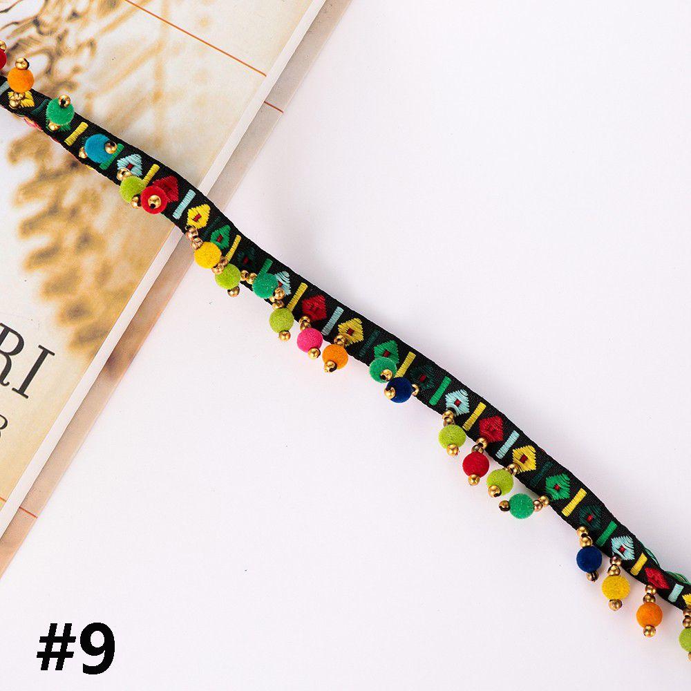 1yard Dress Costume DIY Craft Fabric Pompom Bohemia Ribbon Tassel Lace Trim Embroidered