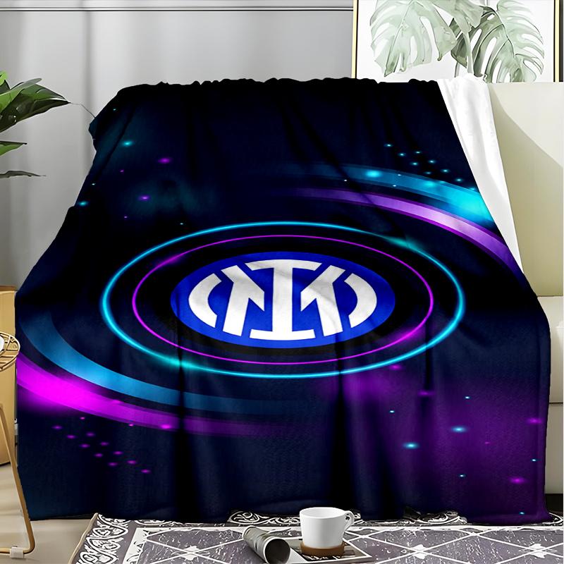 1PC Mi-lan FC Emblem Printed Soft Flannel Blanket Throw for Adult Bedroom Living Room Sofa Camping Travel Fan gifts Christmas Gifts