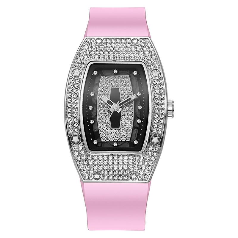 Fashion Women Barrel Shaped Quartz Watch With Silicone Strap For Casual Wear