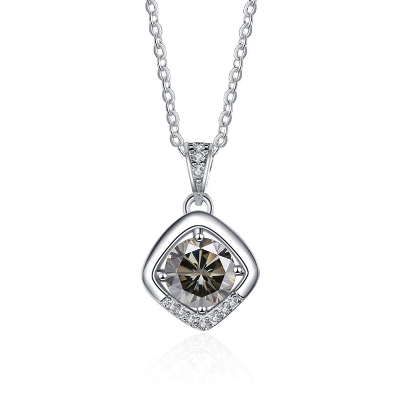 Bague Ringen 1ct VVS D Цветной Муассанит Бриллиантовое Ожерелье Для Женщин Серебро 925 Ювелирные Изделия Женский Простой Темперамент Цепочка На Ключицу