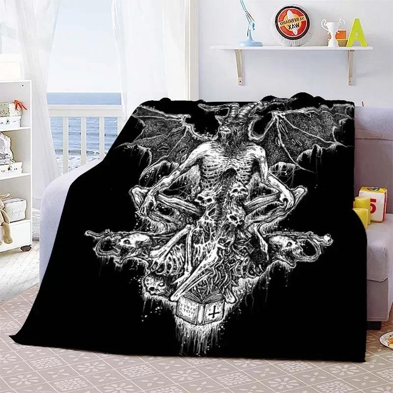 Satan Evil Devil Hell Pattern Flannel Throw Blanket Soft Comfortable Weightlight Bedroom Home Sofa Couch Bed Decor Adults Gifts