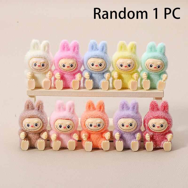 1 шт. детский подарок мини сидящая кукла лабубу флокированная виниловая детская подвеска аксессуары украшения настольное украшение коллекционная игрушка