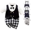 Baby Boy Formal Ceremony Wedding Kindergarten Entrance Ceremony Western Clothing Baby Long Sleeve Bow Tie Coverall Romper First Eating Shrine Visit