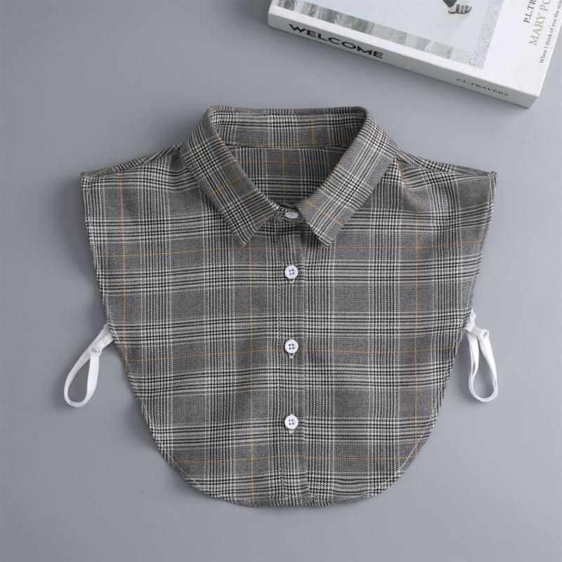 Классическая клетчатая рубашка со съемным воротником для женщин, хлопковый фальшивый воротник, винтажный лацкан, блузка, топ, рубашка, шейный платок, ложный воротник