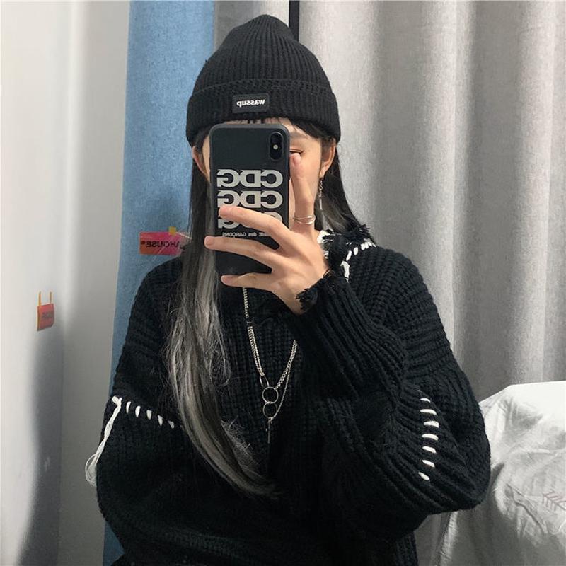 Autumn Winter Coat Mid-length Fashion All-match Sweater Loose Long-sleeved Knitted Outer Sweater Women