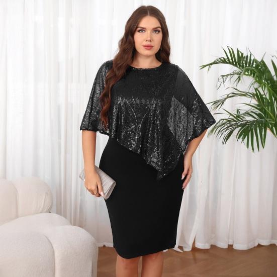 Женское платье-накидка без рукавов с накладными пайетками, облегающее платье-карандаш с пайетками большого размера, женское вечернее платье миди