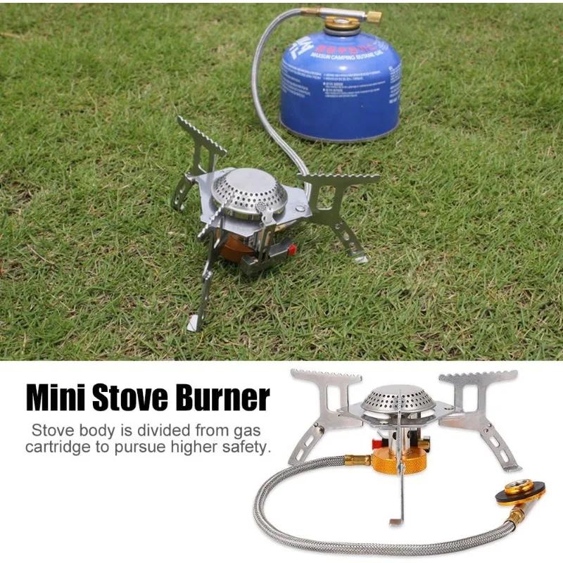 Stove Burner Aluminum Alloy Portable Camping Gas Stove Folding Stove with Convenient Piezo Ignition for Outdoor Camping Travel