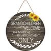 Grandkids Welcome Parents By Appointment Sign For Front Door Home Decor For Grandparents,Funny Wall Sign For Grandma Wooden Plaque Wall Art Hanging