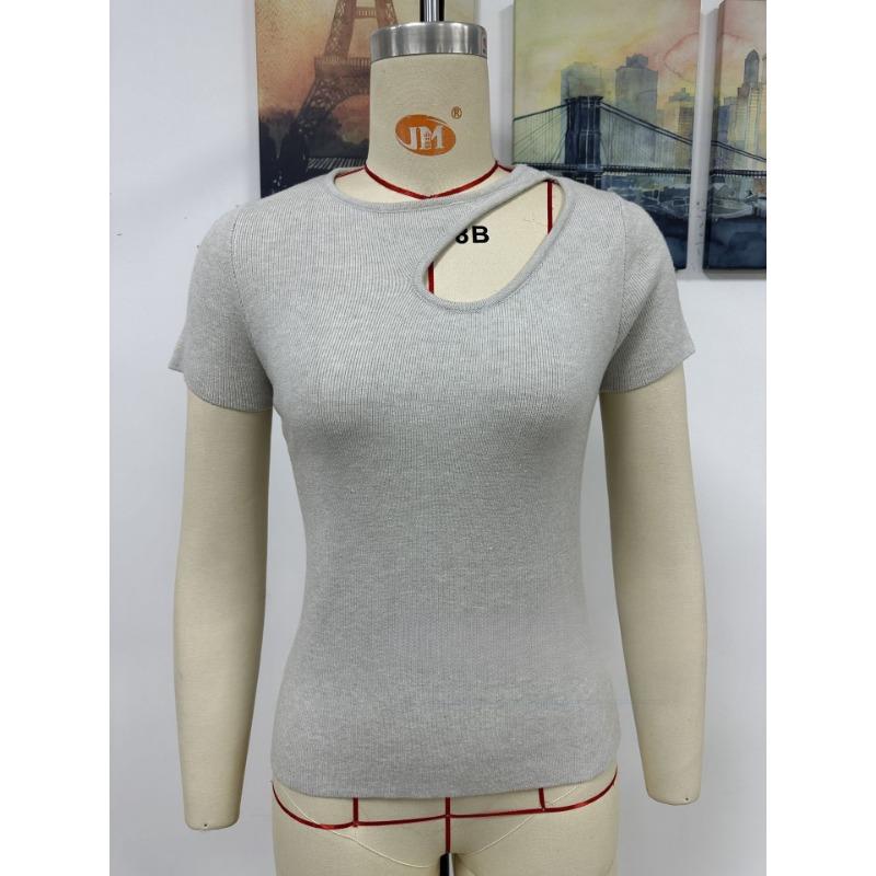 Women's Summer New Solid Color Loose Fashion Sexy Slim Knit Top