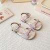 Children's Floral Flat Sandals Summer New Korean Style Girls' Bow Strap Princess Shoes to Match Dresses