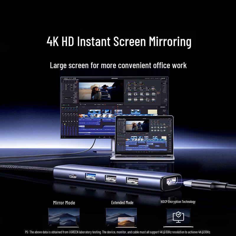 Ugreen Многопортовый USB-C концентратор с HDMI и PD
