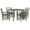 Outdoor Dining Set 5 Pcs Grey Poly Rattan