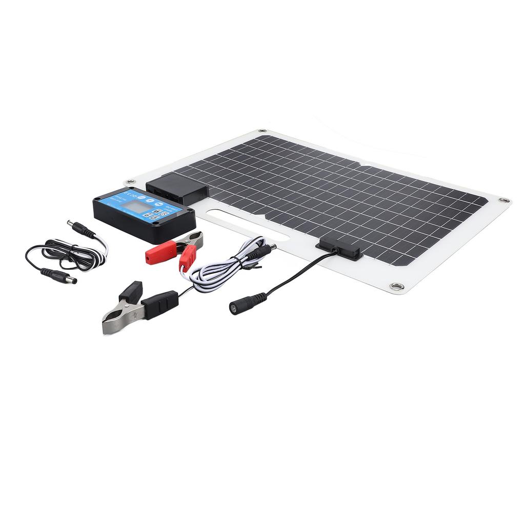 Solar Panel Battery Charger 100W Monocrystalline Silicon 12V 24V Dual USB 100A Controller with Power Level Display