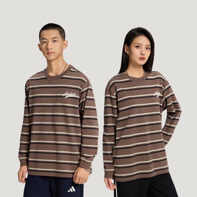 Adidas Unisex Relaxed Fit Striped Long-Sleeve T-Shirt