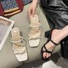 Coarse heel sandals women's new summer wear gentle word with high heel half drag