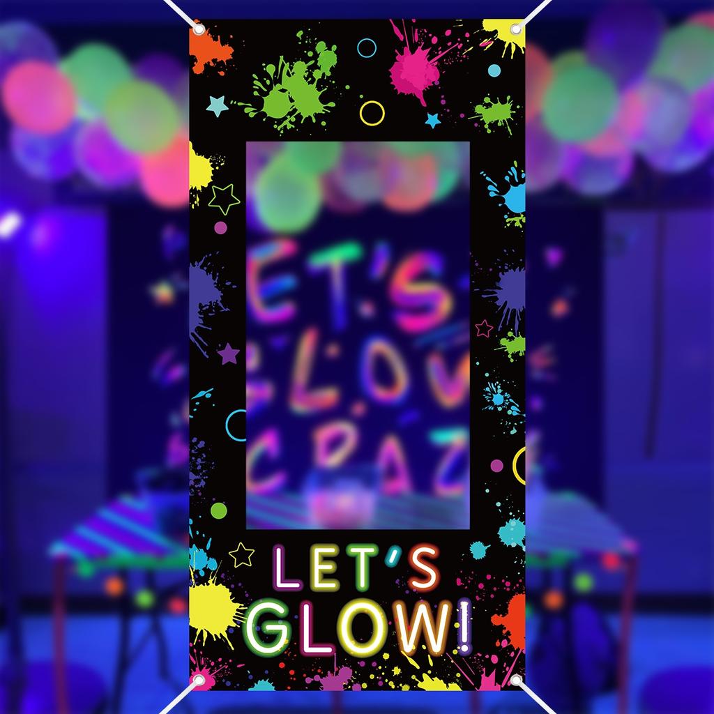 Рамка для фотобудки Let's Glow Неоновое граффити Реквизит для съемок Декорации для вечеринки в честь дня рождения Флуоресцентные принадлежности для вечеринки для взрослых