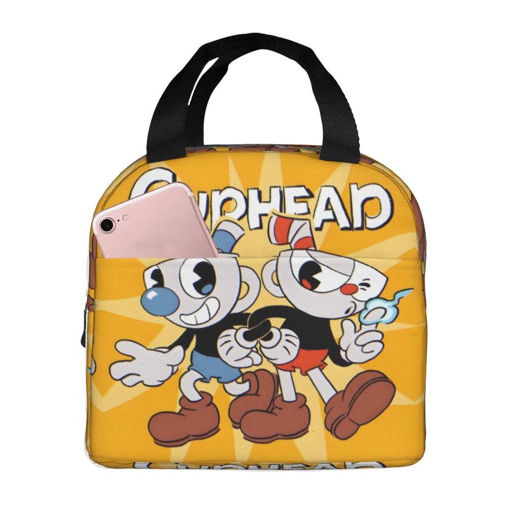 Индивидуальная многоразовая коробка для ланча Cuphead для женщин и мужчин, герметичная, сумка-холодильник для игры в стрельбу, термоизолированная сумка для обеда в офис