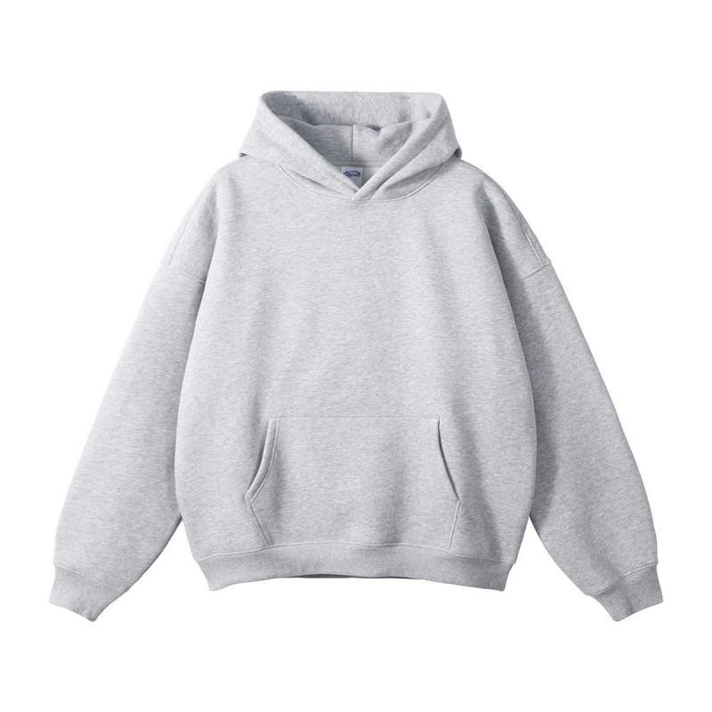 Womens Loose Fitted Hoodie Winter Warm Fleece Pullover Solid Color Drop Shoulder Sweatshirt Teens