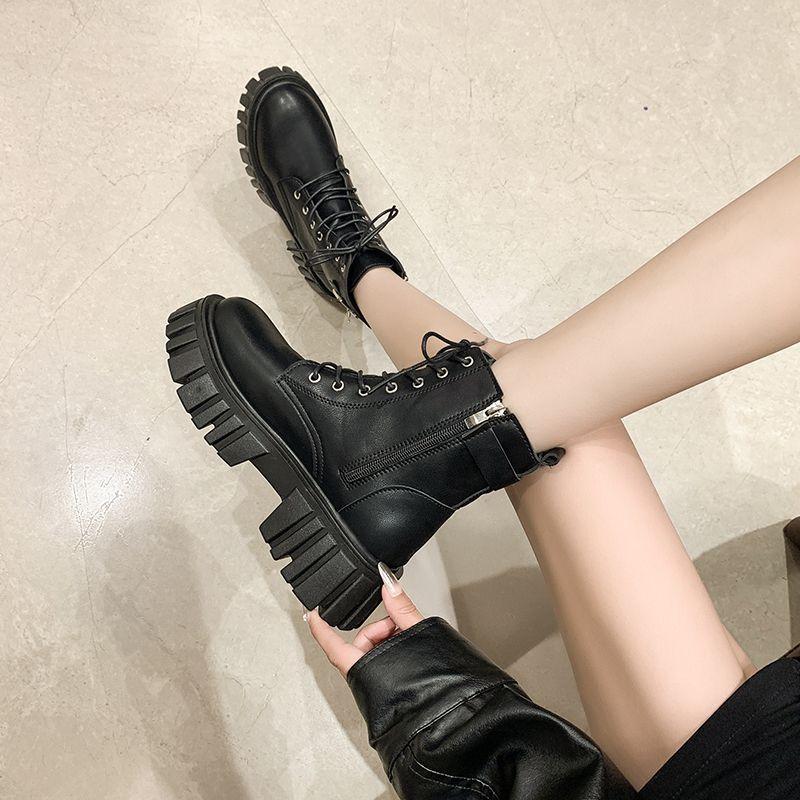 Retro Handsome British Short Boots Children 2025 Autumn New Thin Small Thick Soles Increase Height Martin Boots Women