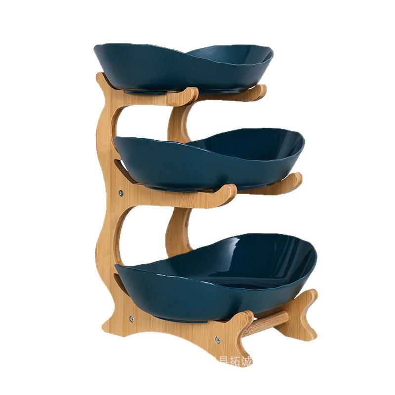 Элегантная трехъярусная бамбуковая подставка для закусок и фруктов