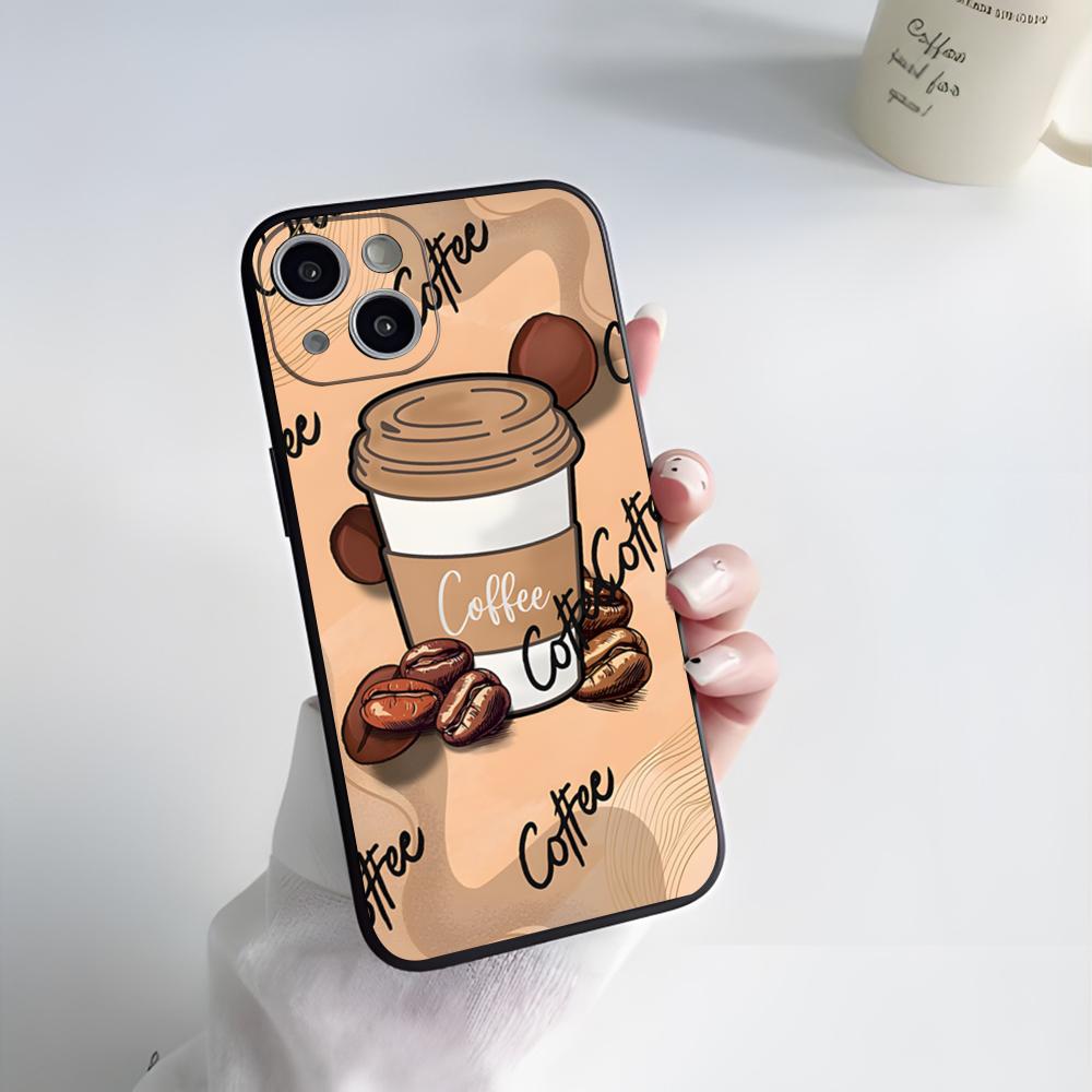 Чехол для телефона с рисунком 'Кофе-арт' для iPhone 17 Pro Max 15 Pro 16 14 Plus 12 13 Mini 11 Pro, противоударный, мягкий