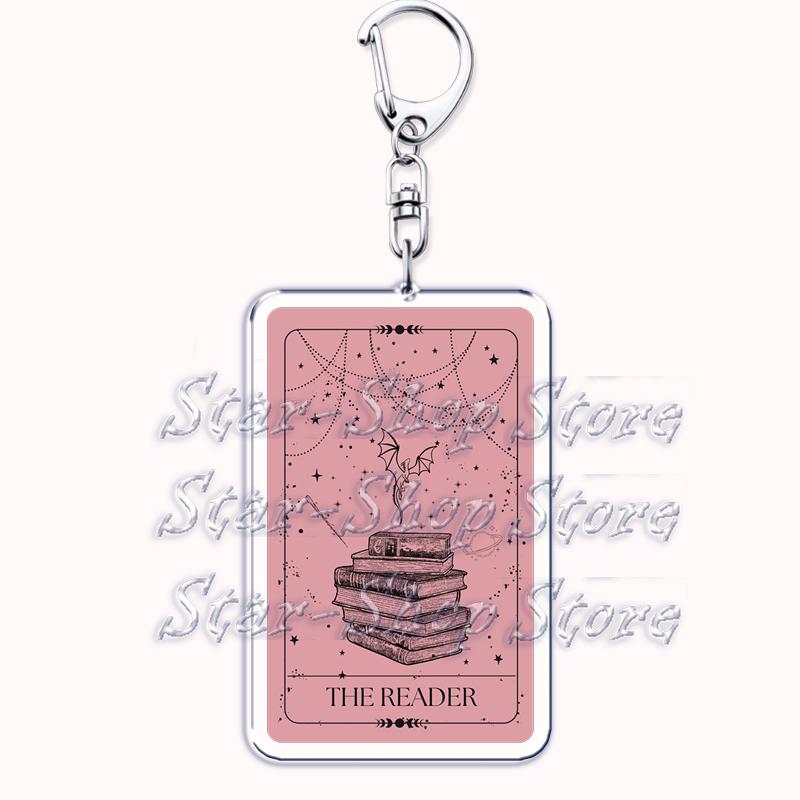 Popular Culture Halloween Tarot Card Keychains for Accessories Moon Luna Death Keyring Jewelry Fans Lovers Friends Reader Gifts