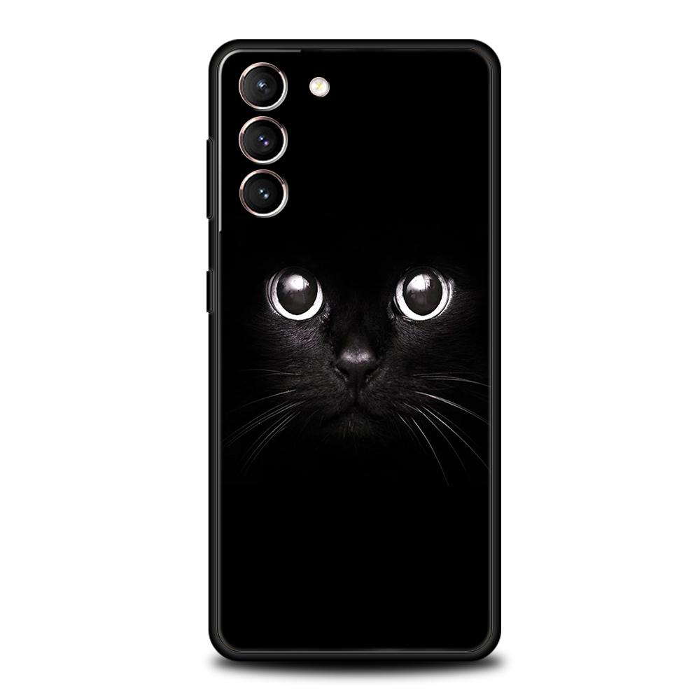 Черный кот Чехол для телефона для Samsung Galaxy S25 S24 S23 S22 Ultra S20 S21 FE 5G S10 S9 Plus S10E Мягкий ТПУ Чехол