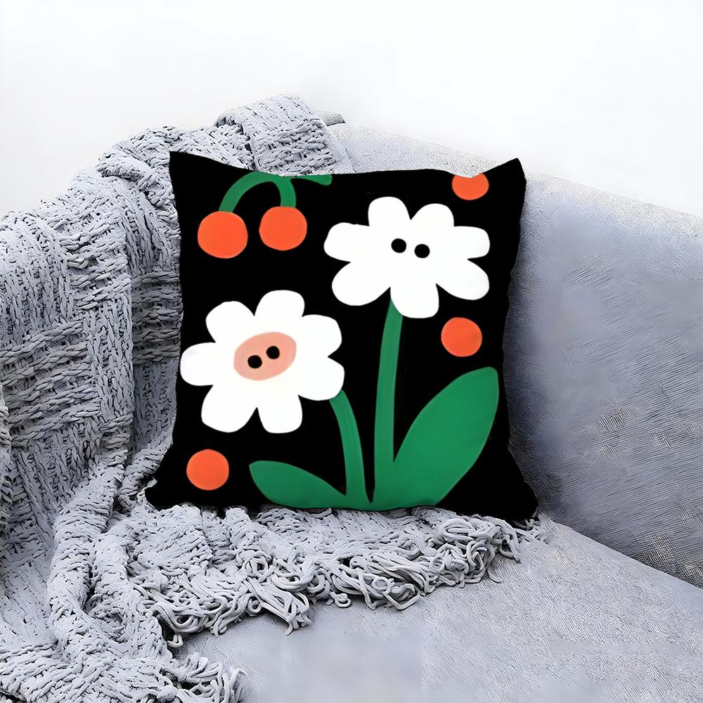 Artistic Floral Illustration Cushion Cover Premium Comfort Reversible Pillow Cove Two in One Design for Any Room  Car Interior