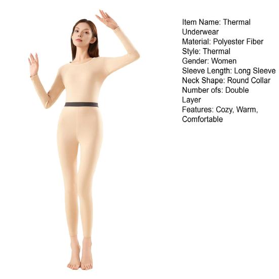 Женский комплект базового слоя с флисовой подкладкой, кальсоны и верх, термобелье для холодной погоды, мягкий пижамный комплект