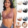 Women Plus Size Lace Bra Front Closure Padded Push Up Non-adjusted Straps Bra