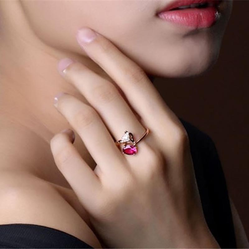 BELLA BOX Новое дизайнерское открытое кольцо с женским животным в виде лисы и овальным красным цирконом для вечеринки и свадьбы
