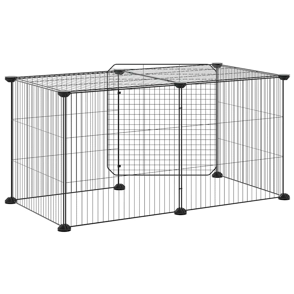 8 Piece Pet Cage with Door Black 35x35 cm Steel